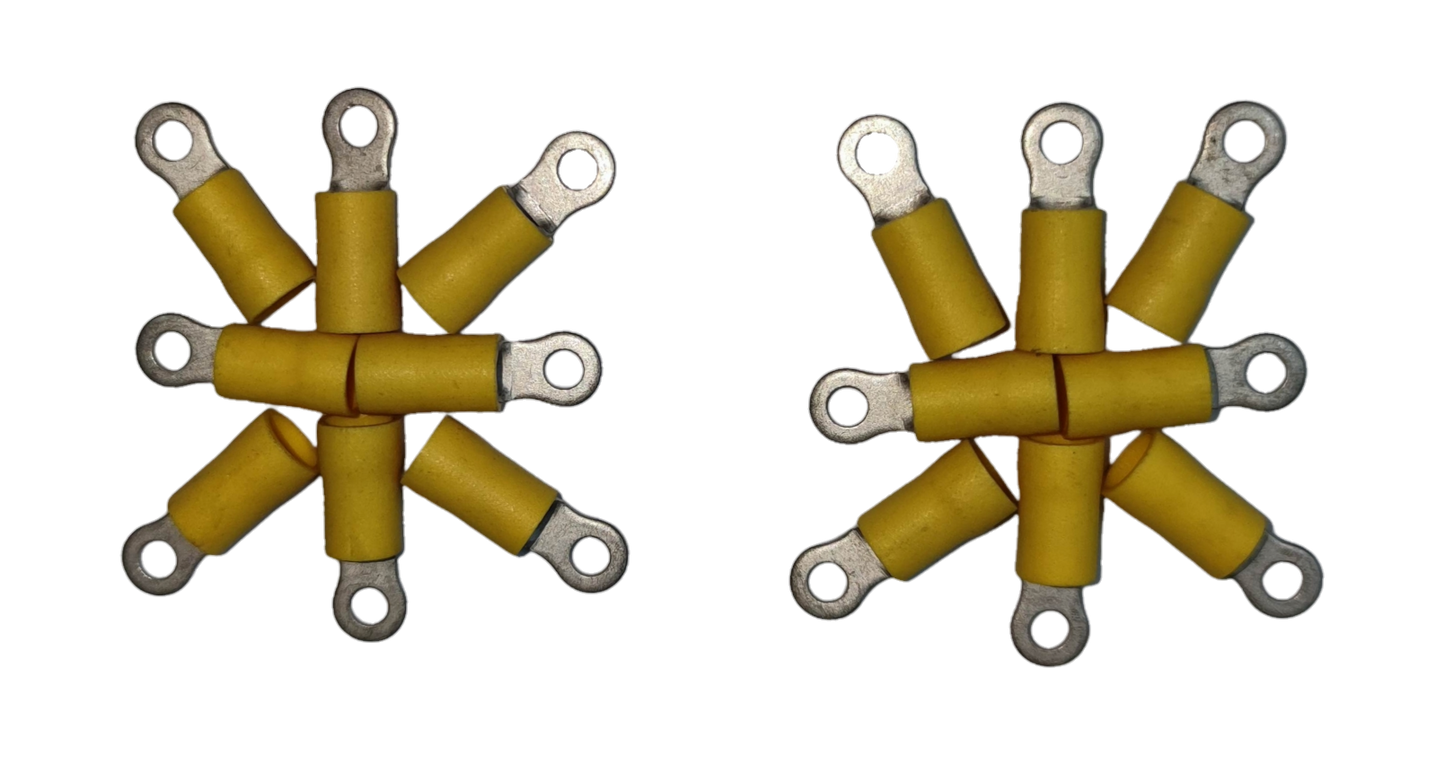 Yellow ring terminal lugs AWG 10 Ring for secure electrical connections in circuit assemblies