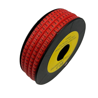 Grippes Z Marker Red 2.6mm to 4.2mm 1000pcs cable management spool with red labeling tape