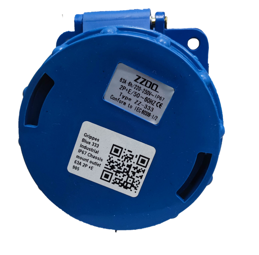 Grippes 63A industrial outlet 220V with IP65 chassis for reliable power connections