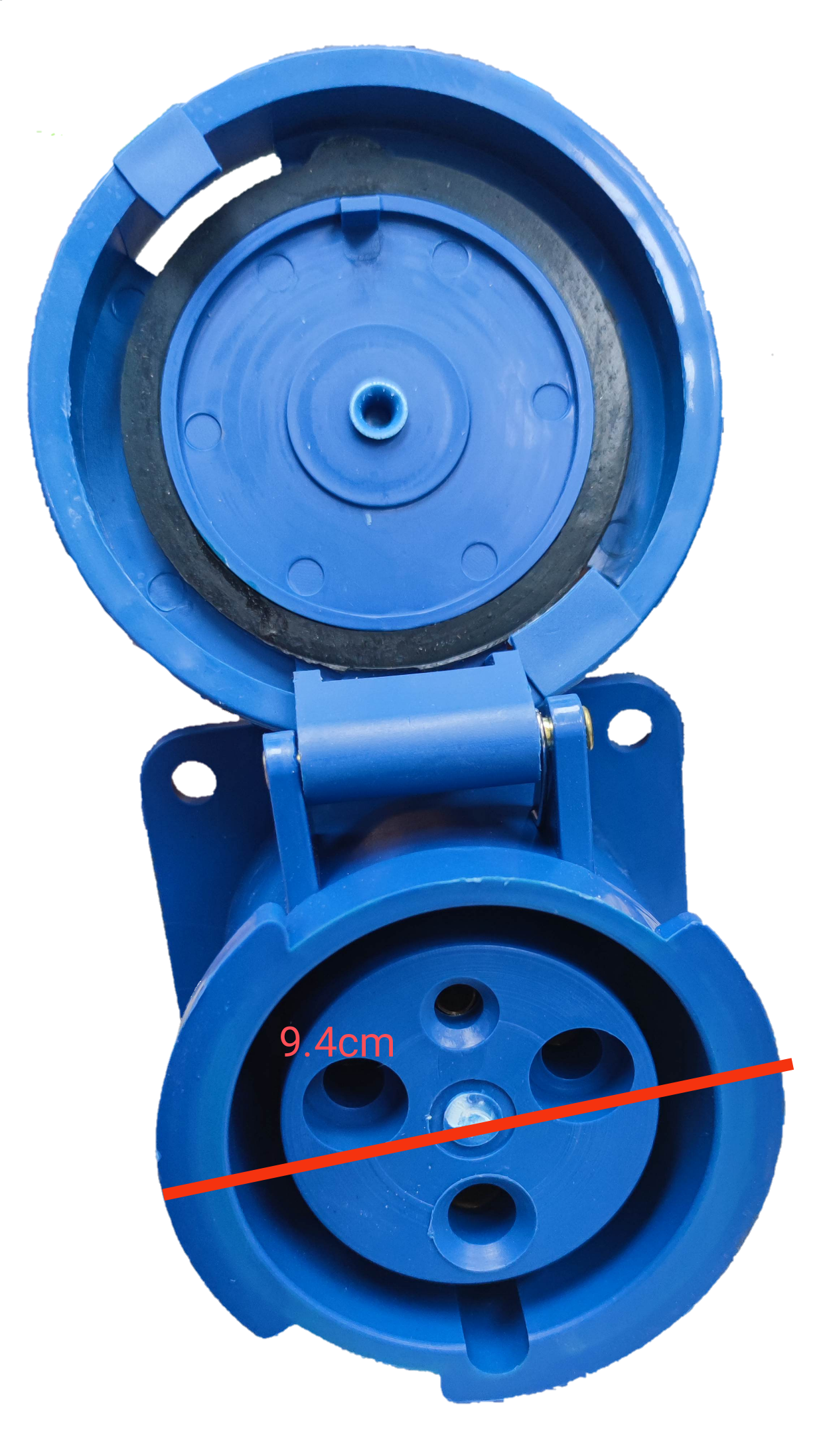 Grippes 63A industrial outlet 220V in blue with robust design for reliable power connections