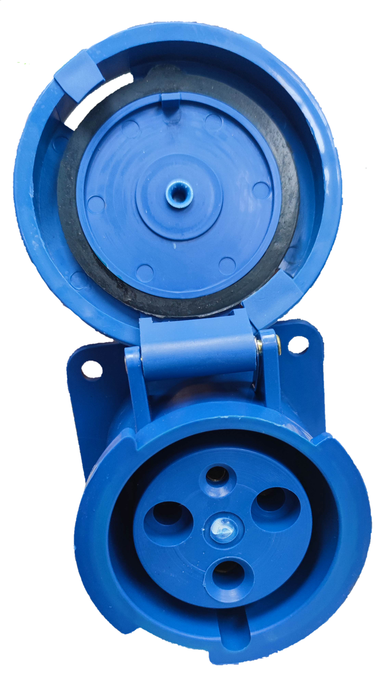 Grippes 63A industrial outlet 220V in blue, designed for heavy-duty electrical connections