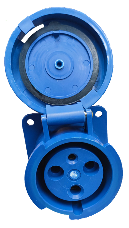 Grippes 63A industrial outlet 220V in blue, designed for heavy-duty electrical connections