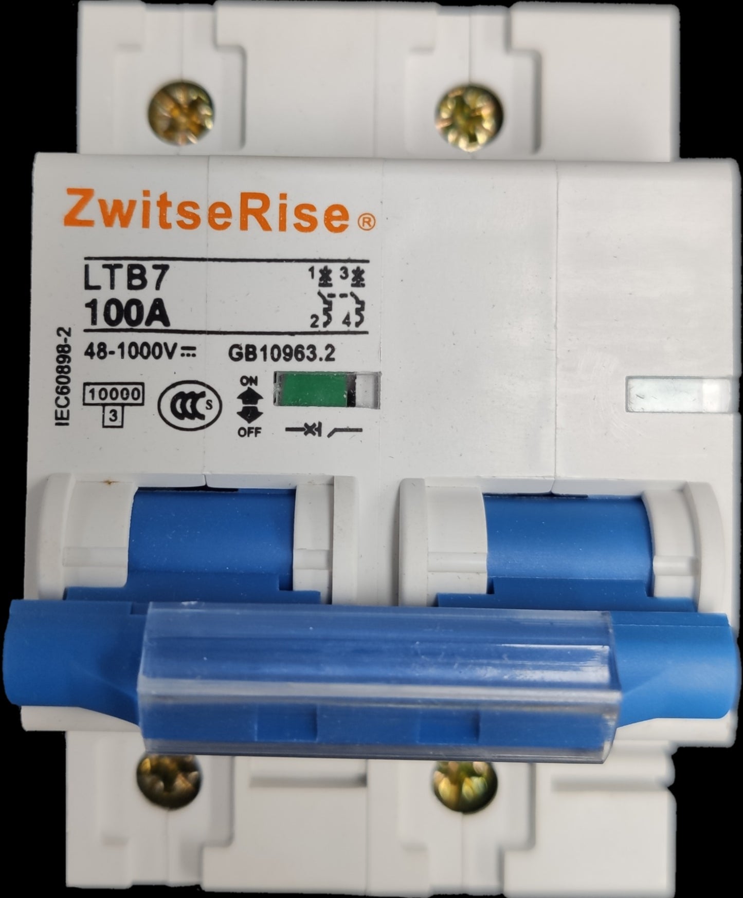 ZwitseRise 100A Miniature Circuit Breaker LTB7 model with blue switches for electrical protection