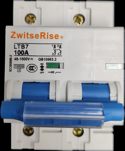 ZwitseRise 100A Miniature Circuit Breaker LTB7 model with blue switches for electrical protection