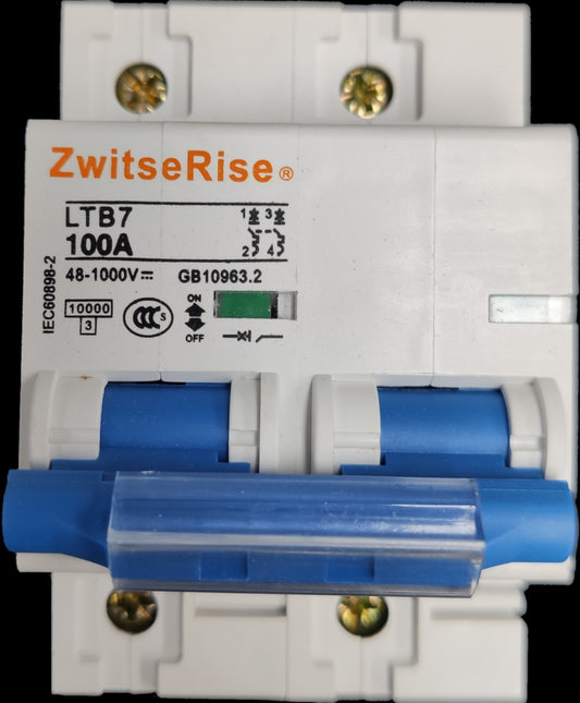 ZwitseRise 100A Miniature Circuit Breaker LTB7 model with blue switches for electrical protection