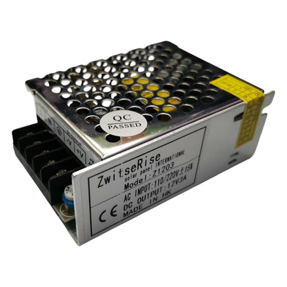 ZwitseRise 12V 3A switching power supply with metal casing and quality certification for reliable performance