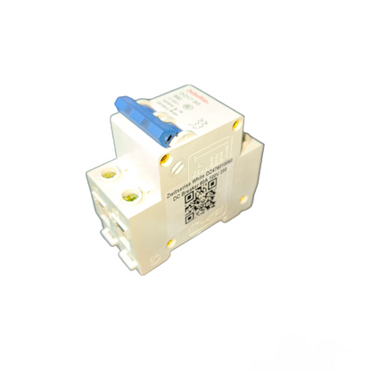 ZwitseRise 60A 2P DC Circuit Breaker with blue switch and white body for electrical protection