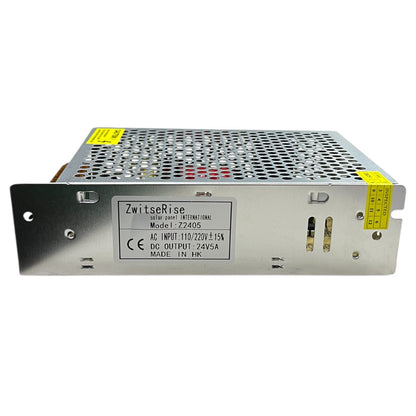 ZwitseRise Power Supply 24V 5A metal casing with ventilation holes and label details