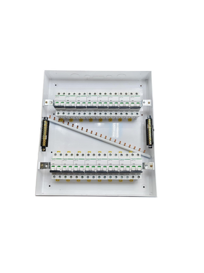 Schneider & ZY 32 Ways Surface Type Panel Box ZY electrical circuitry with circuit breakers inside
