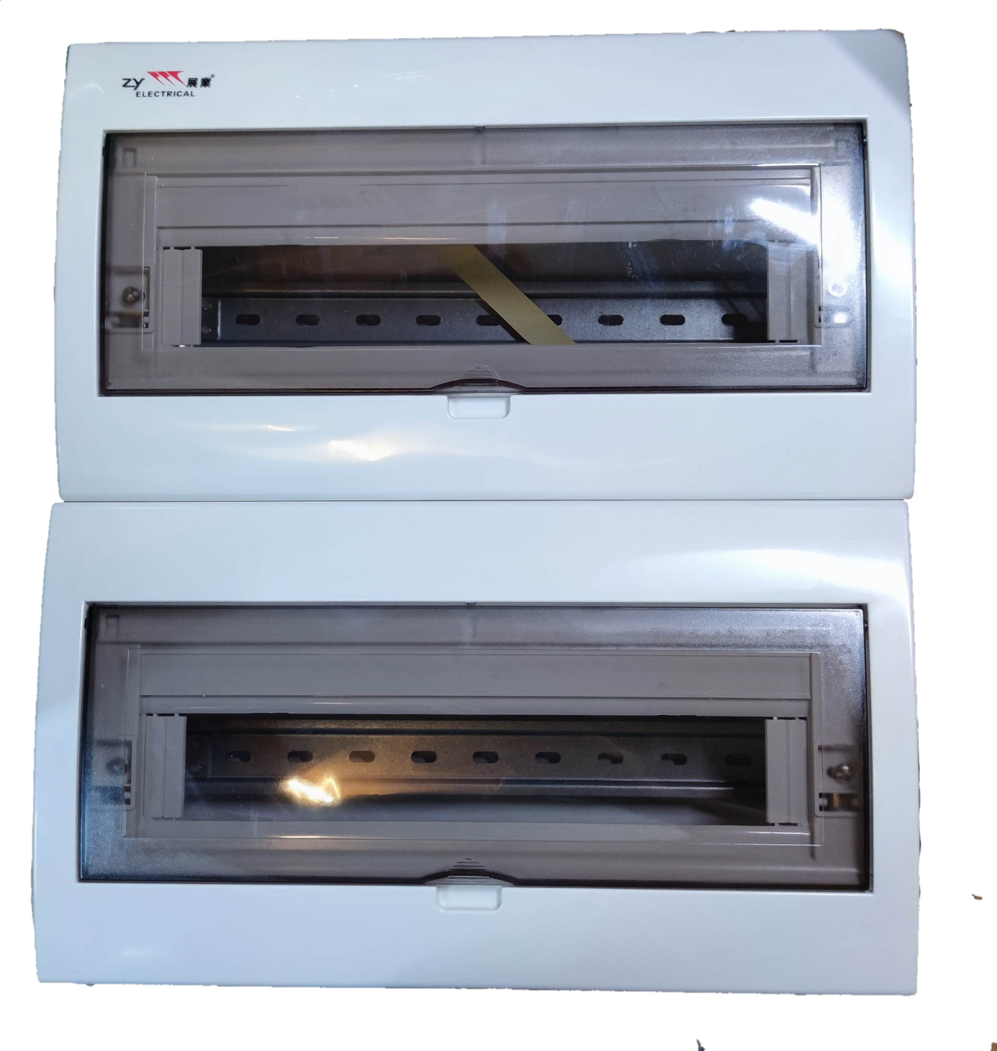 ZY 36 Ways Distribution Box Metal Base electrical panel with transparent cover and white casing