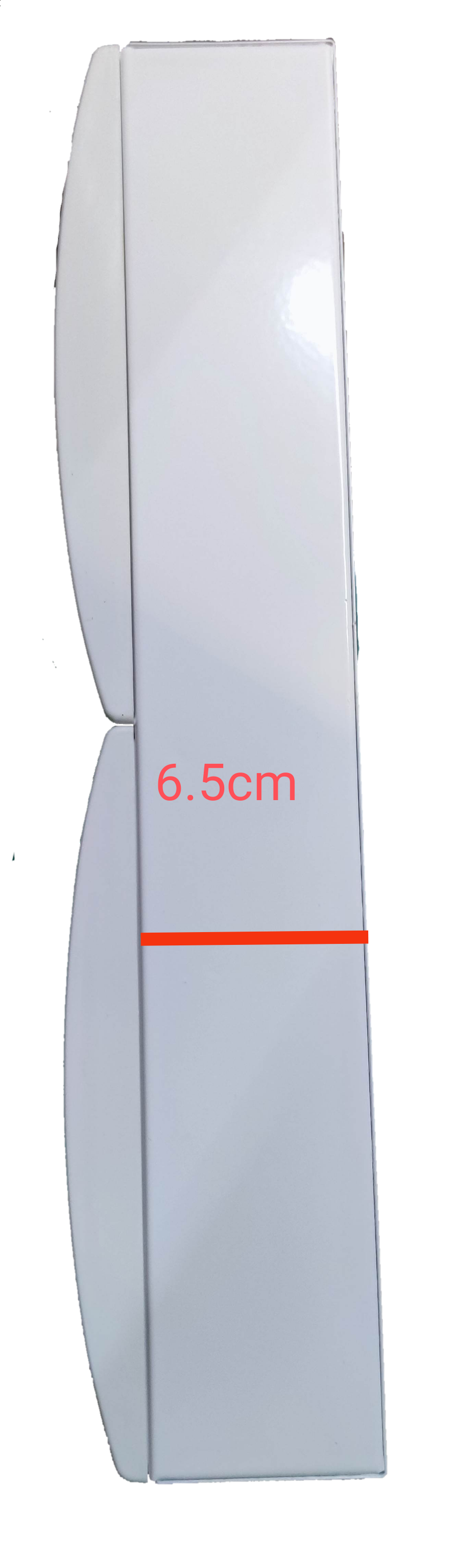 Side view of ZY 36 Ways Distribution Box Metal Base showing 6.5 cm width in electrical circuitry parts
