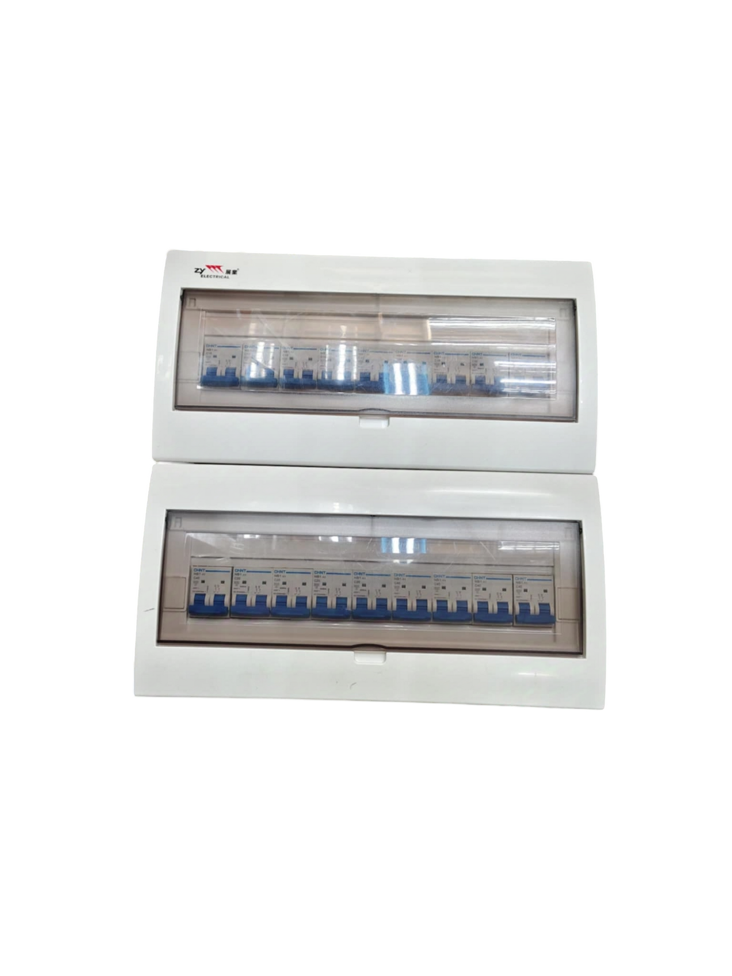 Chint and ZY white double row electrical enclosure with circuit breakers 50A 36 ways surface type panel box