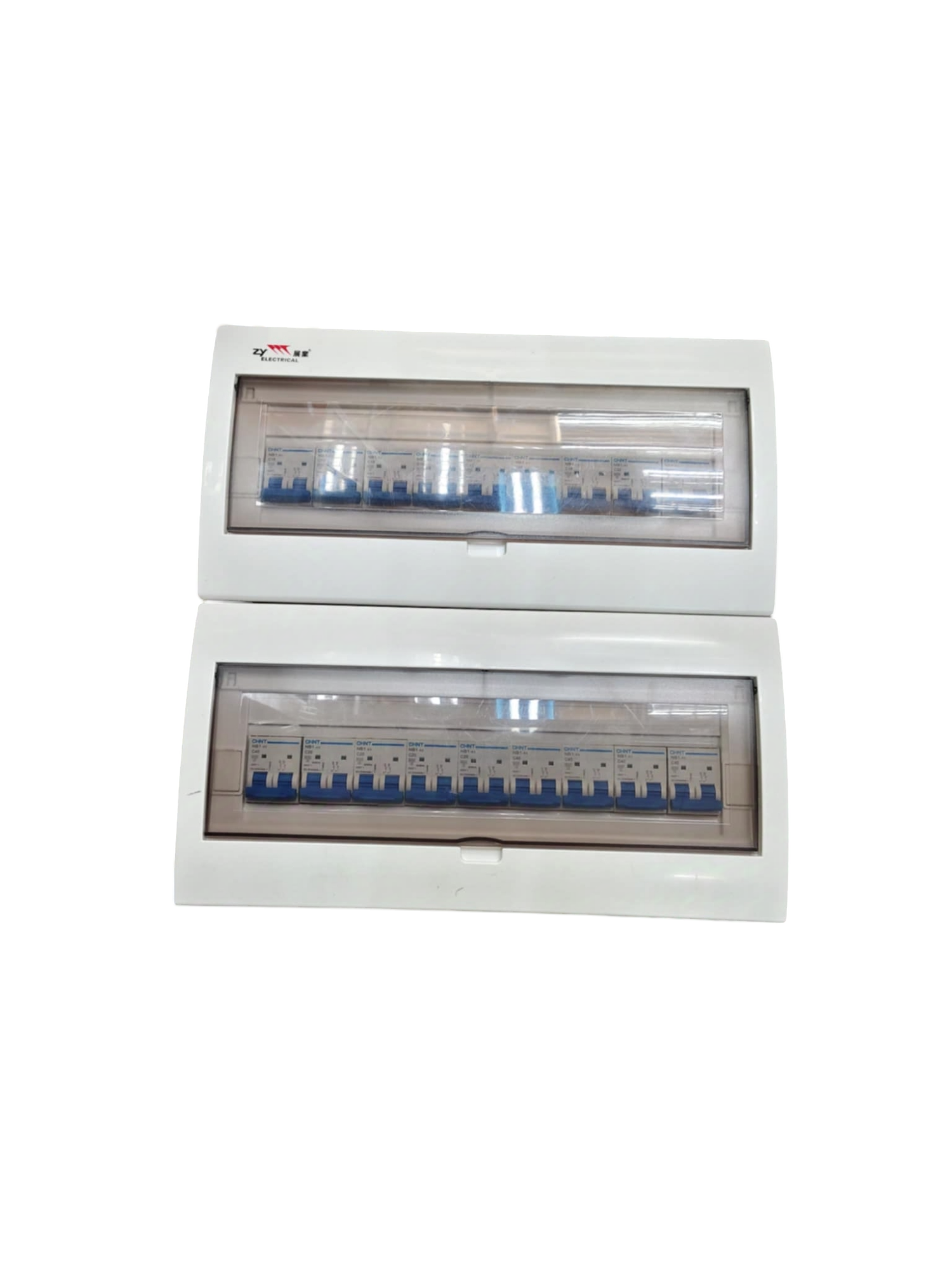 Chint and ZY white double row electrical enclosure with circuit breakers 50A 36 ways surface type panel box
