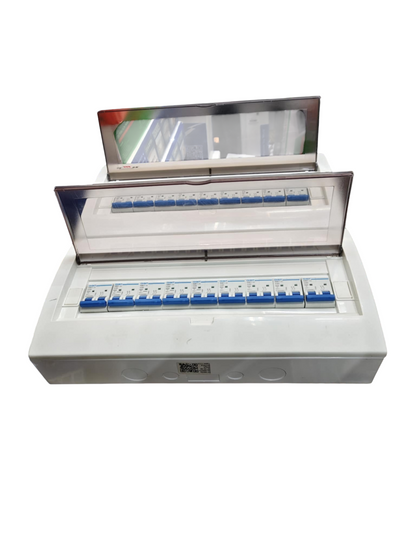 Chint and ZY 50A 36 ways surface type panel box white plastic enclosure with dual transparent hinged covers