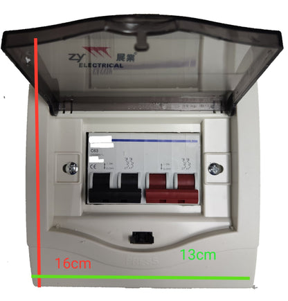 ZY 63A 2 pole circuit breaker 250V Miniature with protective cover, designed for electrical safety