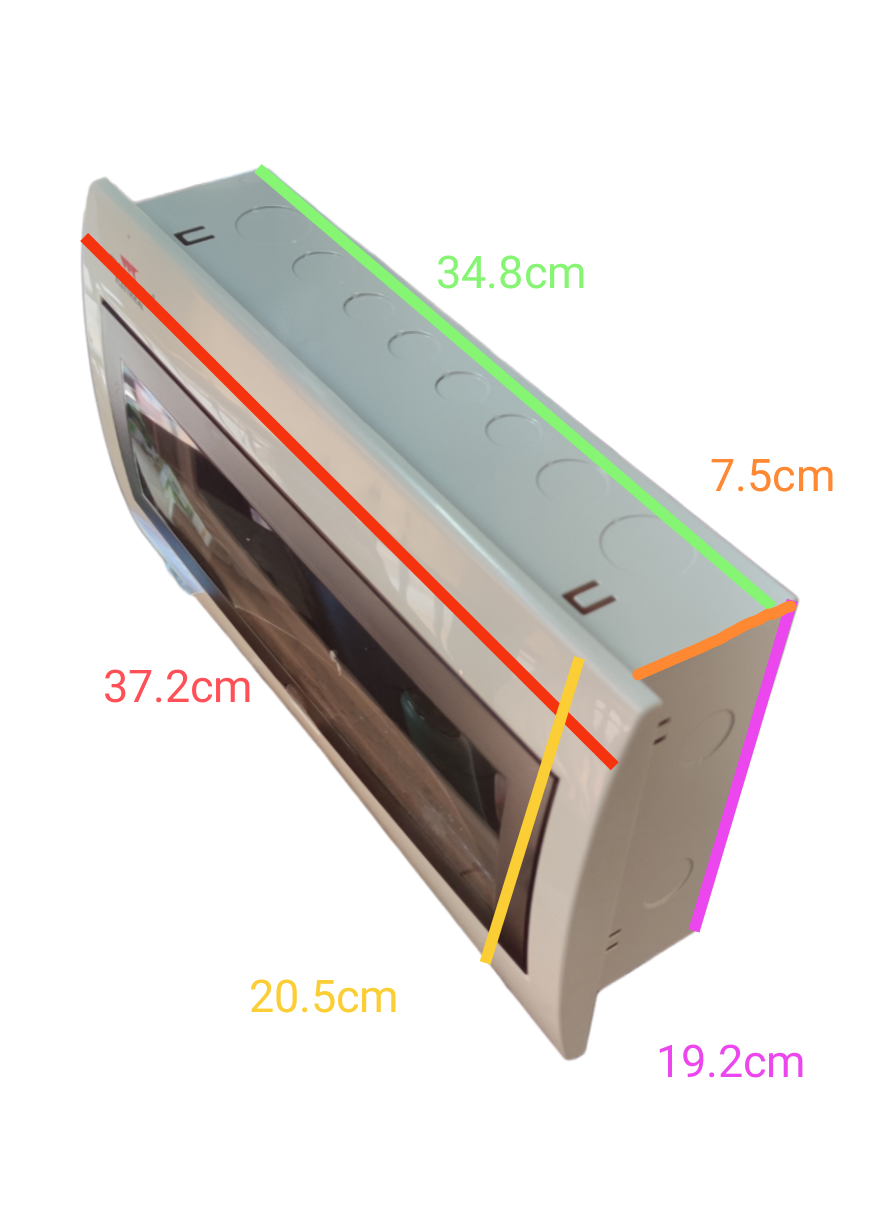 ZY 16 Ways Distribution Box Flush Type electrical circuit panel with transparent cover and multiple dimension measurements
