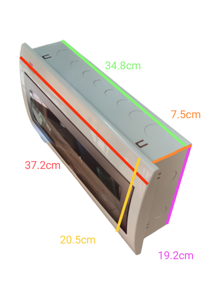 ZY 16 Ways Distribution Box Flush Type electrical circuit panel with transparent cover and multiple dimension measurements