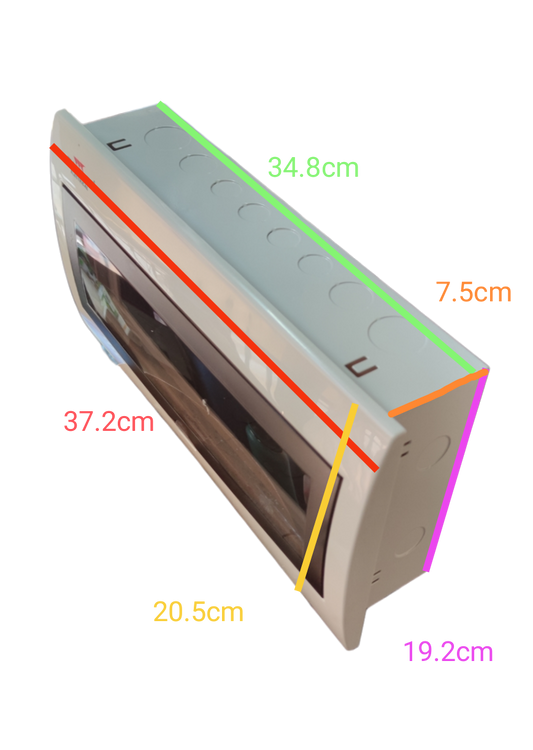 ZY 16 Ways Distribution Box Flush Type electrical circuit panel with transparent cover and multiple dimension measurements