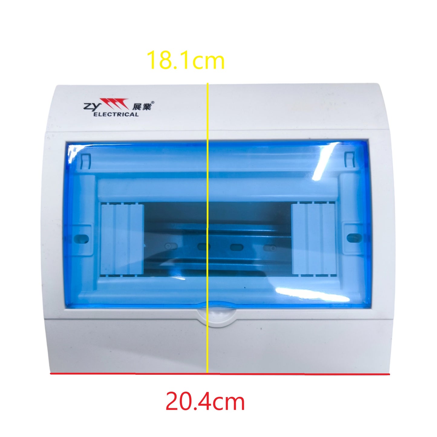 ZY Electrical white plastic distribution box with blue transparent cover 5-8 Ways Panel Board for Miniature DIN rail mount