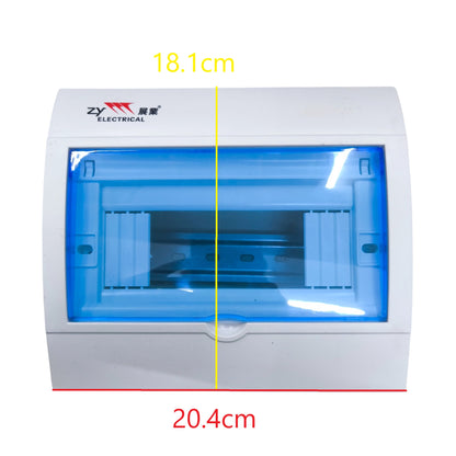 ZY Electrical white plastic distribution box with blue transparent cover 5-8 Ways Panel Board for Miniature DIN rail mount