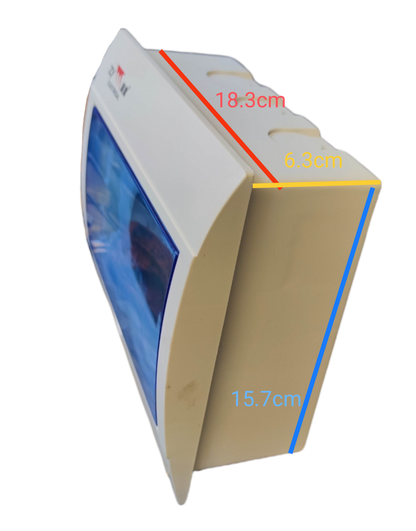 ZY 5-8 Ways Panel Board for Miniature white plastic distribution box with blue transparent cover and side measurements
